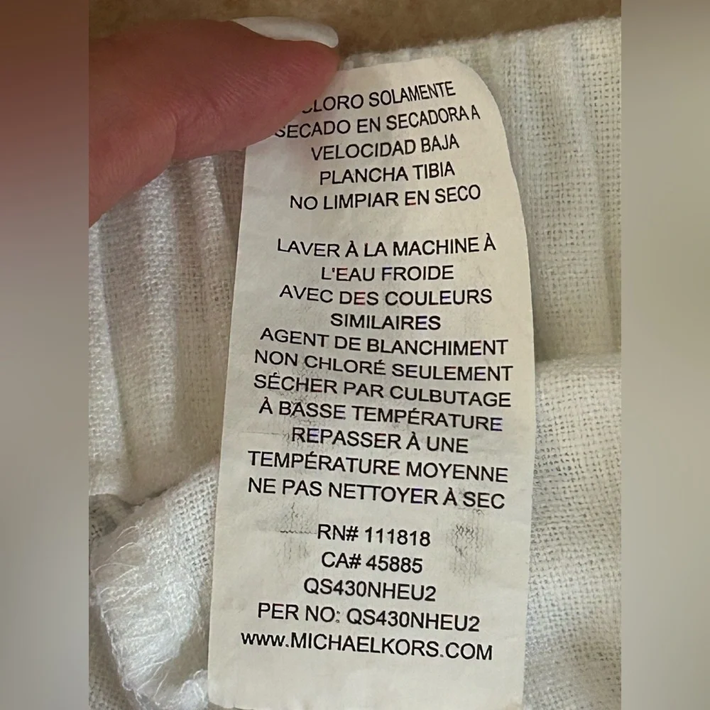 Michael Kors Linen Blend Pants Womens L White Wide Leg Crop Beach Resort Chic